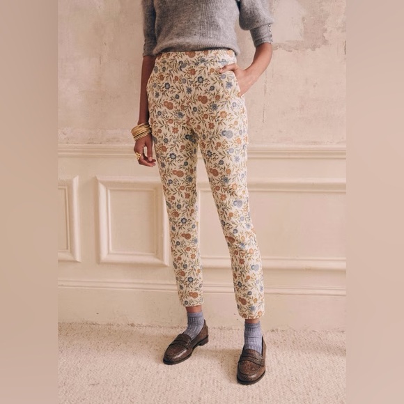 Sezane Pants - Sezane Clara Trousers Seasonal Flowers Floral Print Pants